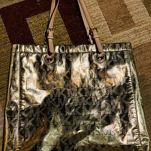 Michael Kors gold metallic tote